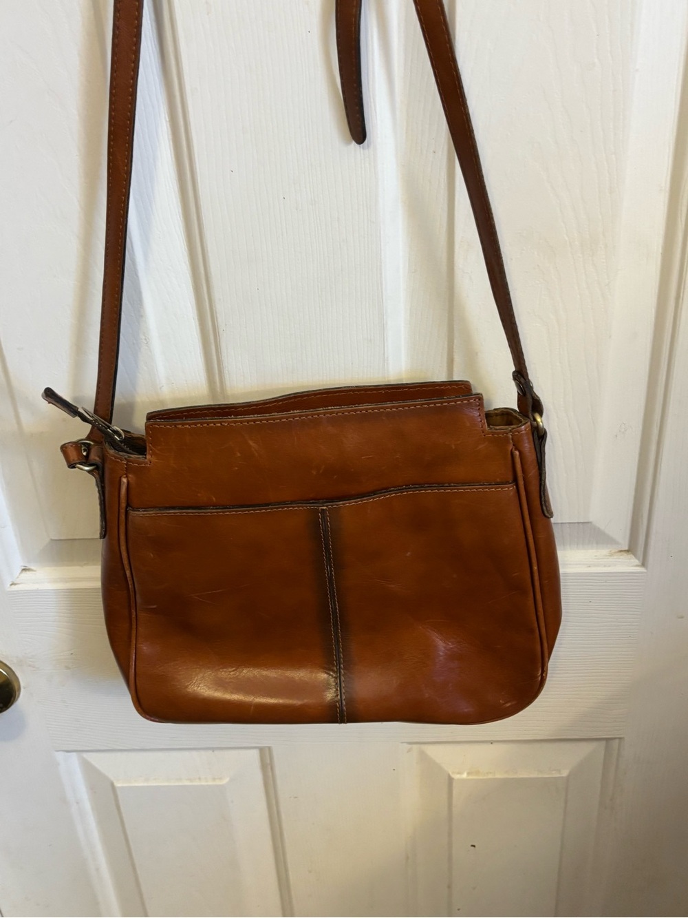 Patricia Nash Saddle Brown Leather Shoulder Bag